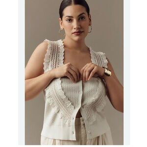 Anthropologie Pilcro cream bib knit sleeveless sweater med